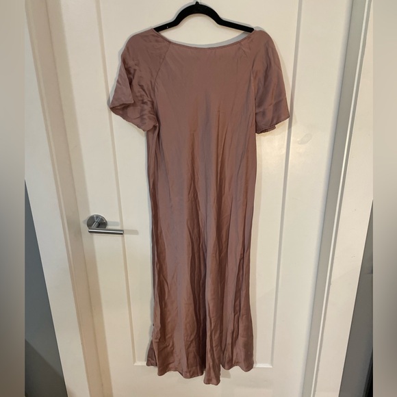 NK imode 100% silk Chemise and Robe Set Mauve Embroidery Floral Mesh L/XL - Picture 4 of 9